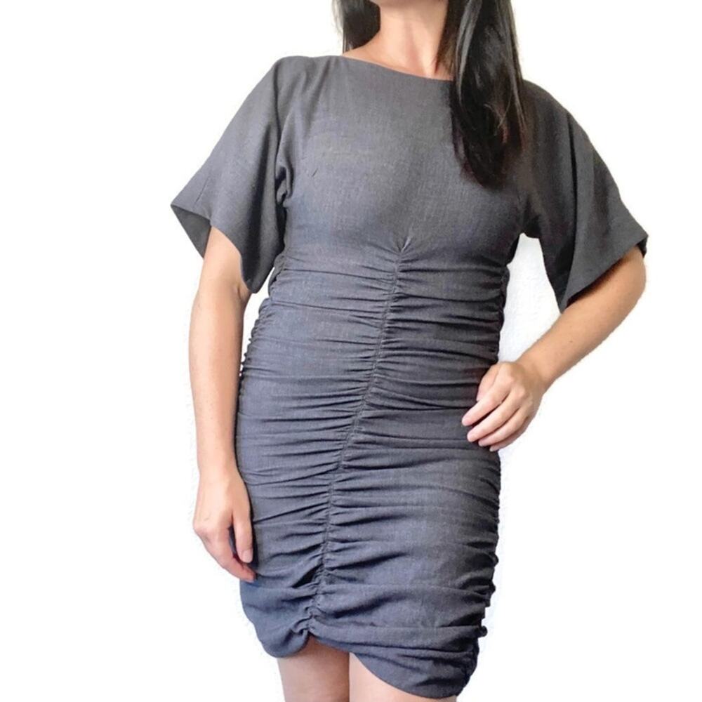 Taylor Gray Ruched Batwing Sleeve Mini Dress Size 2